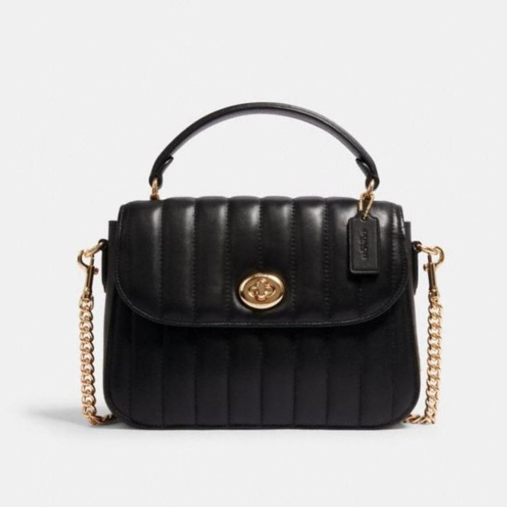 COACH MARLIE TOP HANDLE SATCHEL WITH QUILTING -BLK
